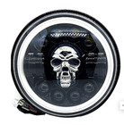 7'' Skull LED Headlight Fit For Bobber Chopper Motorbikes