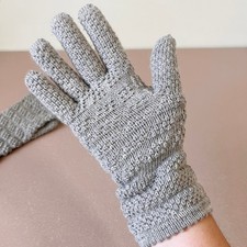 Women's Fashion Winter Gloves Soviet Vintage Knitted Poly-Wool 1980s Grey Tone