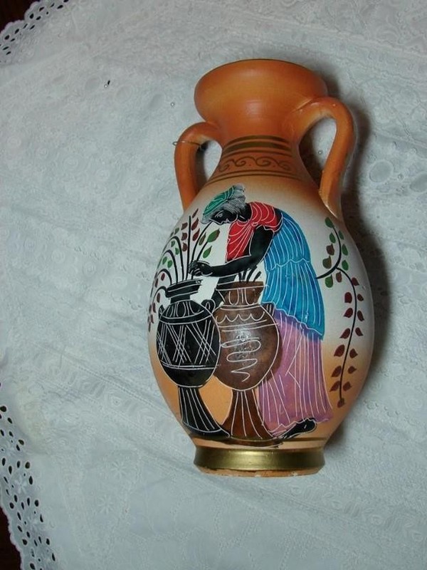 Beautiful Orange and Gold Color Vase from Greece.