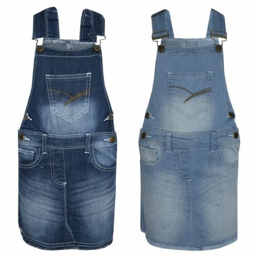 Niños Niñas Denim Elástico Mono Falda Mono Todo en Uno 2-12 Años