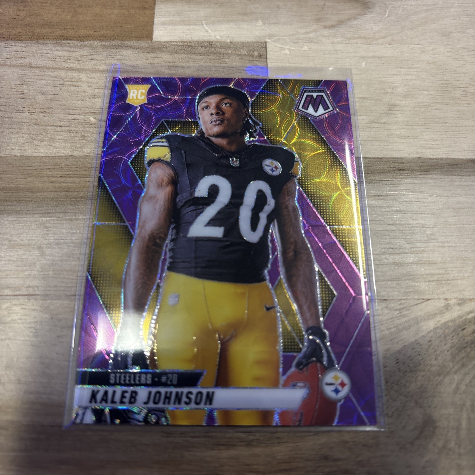 2025 Panini Mosaic Kaleb Johnson Steelers Purple Scope Prizm Variation RC #289