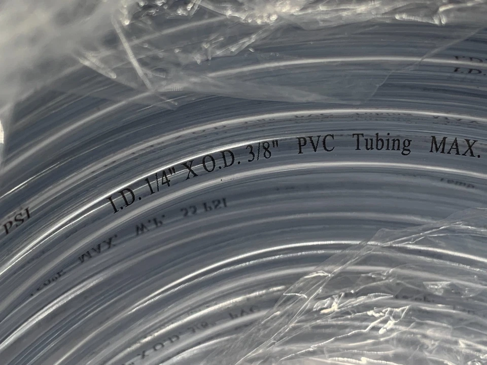 I.D 1/4" x O.D.3/8" PVC Clear Tubing Max. Temperature 150F Max. WP 55PSI 100 Ft. - Image 3 of 4