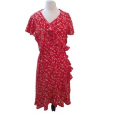 Shein Floral Wrap Dress, Red Multicolor, Size 3XL