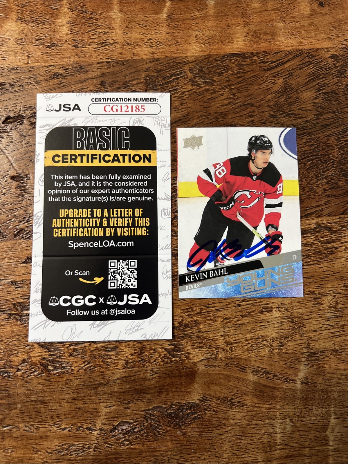 Kevin Bahl Autographed Signed New Jersey Devils IP UD Young Guns Card JSA Coa Devils 