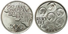 Belgium - 500 Francs 1980 - Independence, Dutch text