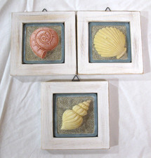 Sea Shell Seashell Wall Plaque Set of 3 Coastal Beach Decor