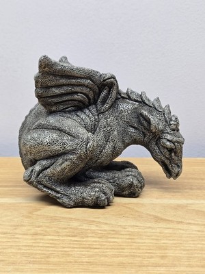 Gray Griffon Fantasy Sitting Dragon Figurine Collectible Home Decor Gargoyle