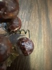 VTG Decorative Grape Cluster/Bunch Red Grapes Brass Stem Leaves — photo 4