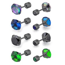 5 Pairs Titanium Stud Earrings for Sensitive Ears Surgical Steel Hypoallergenic