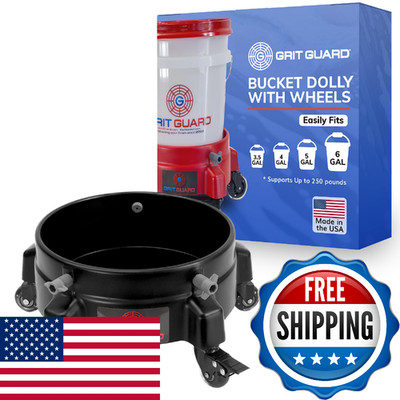 GRIT GUARD Bucket Dolly with Wheels - Rolling Detailing Wash Bucket with 5 Wheel