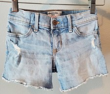 Abercrombie Kids Denim Shorts 7/8 Light Wash Cutoff Distressed Adjustable