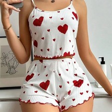 Soft Pajamas Set 2PCS - Tank Top  Shorts Sleepwear Love Print Ventilate
