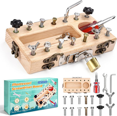 Montessori Spielzeug Ab 3 4 5 Jahre, Holzspielzeug Schraubendreher Busy Board