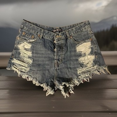 Bailey Ray & Co. Distressed Denim Shorts Blue Women s Size 14 Button Fly