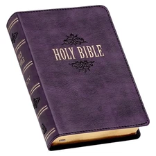 KJV Holy Bible Large Print Compact Bible Purple Faux Leather Bible w/Ribbon
