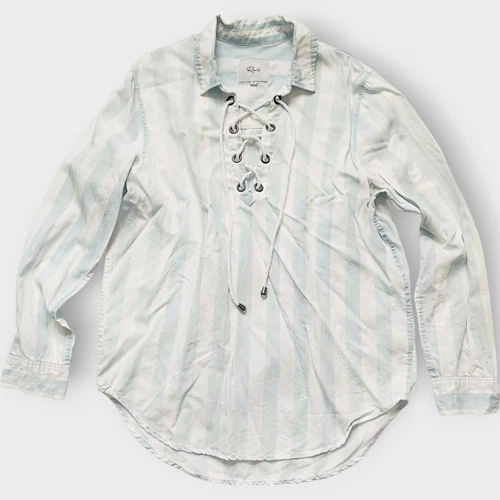 Rails Uli Tunic Lace Up Block Stripe Nautical Size Medium Lyocell Relaxed Fit - Picture 1 of 16