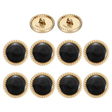 Metal Vintage Gold Button 20mm Round Metal Sewing Button, Black Pack of 10