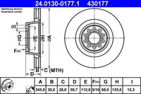 2X ATE Bremsscheibe 24.0130-0177.1 FüR Audi A8 4D2 4D8 D2 Quattro