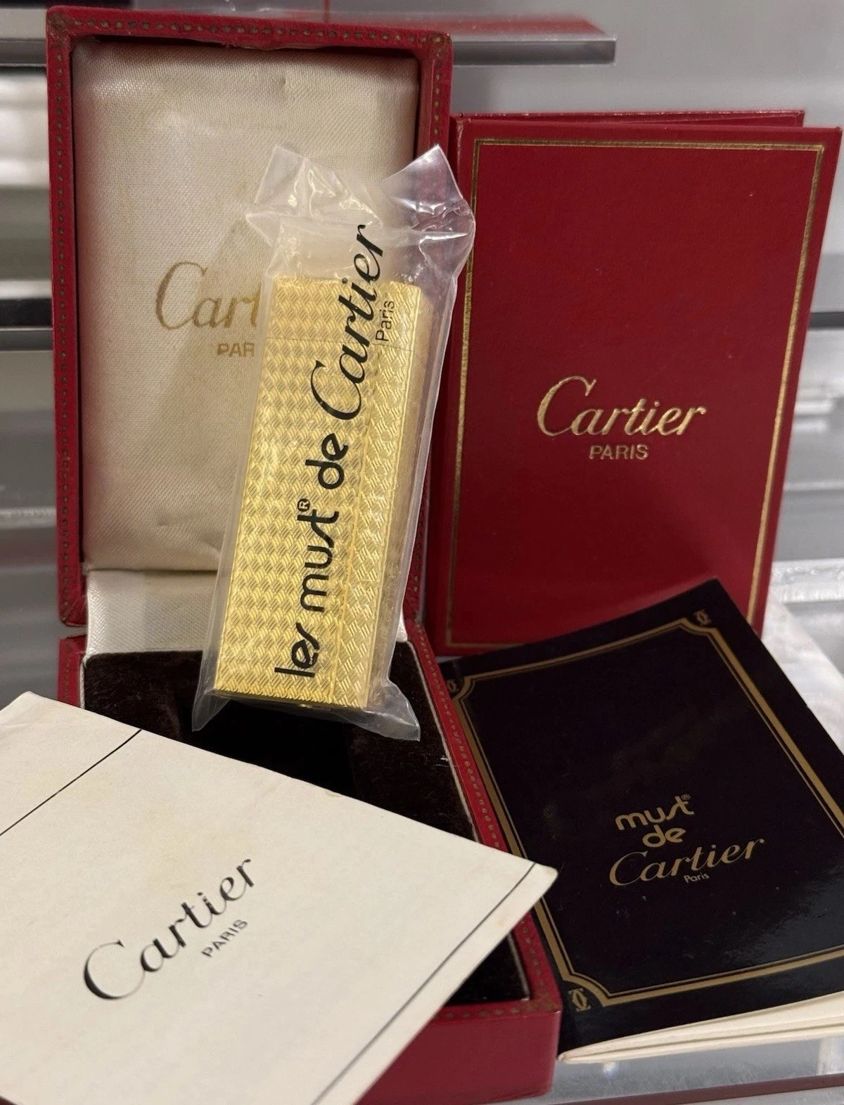 Cartier — Vintage Cartier Paris Pentagon Lighter Gold Plated Sealed NOS Unused