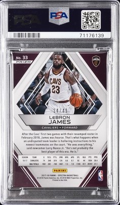 2017-18 Panini Spectra - LeBron James #33 Neon Green Prizm /49 for
