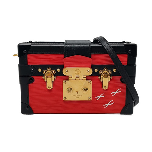 【Authentic】 LOUIS VUITTON PETITE MALLE Red Leather Handbags (DDP)