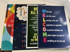 Welcome Classroom Inspirational Rules poster set 4pk VGUC 12x18 Teaching