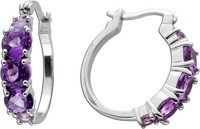 Amethyst Creolen Silber 925 Lila Natur Edelsteine