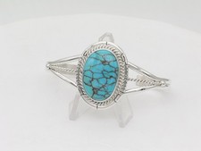 Bracciale Nativi Americani Argento Sterling e Turchese Egiziano Navajo Fatto a Mano
