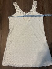 Boho Ivory Lace Lined Sleeveless Shift Dress Medium Bridal Shower/rehearsal