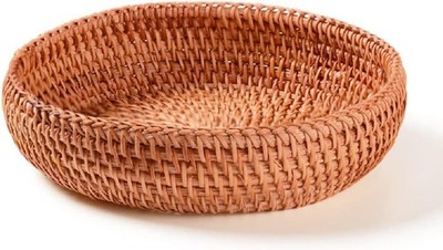 Small Round Key Bowl Woven Key Basket for Entryway Table Wicker Storage Basket