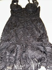 Boohoo Plus Premium Crochet Black Lace Lined Midi Dress Women’s Size 2