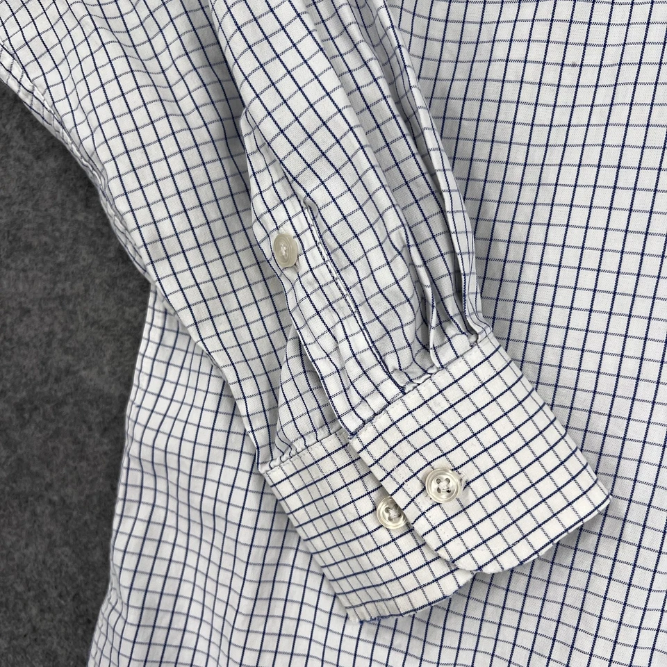 Camisa Club Room Para Hombre 16.5 34/35 Blanca Azul Cuadros Abotonada Negocios Informal Foto 4 de 4