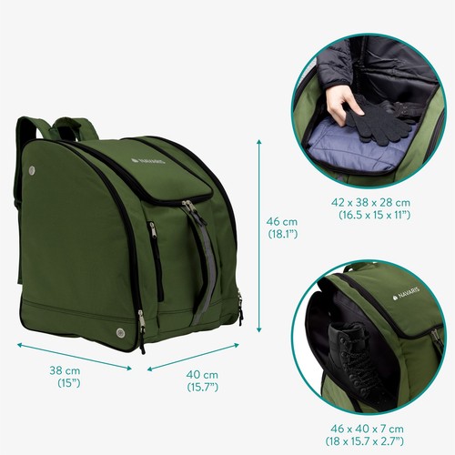 Skirucksack Grün - Großer Stauraum & wasserabweisendes Material - Skitasche - Bild 6 von 7