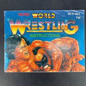 Cartucho de juego Tecmo World Wrestling NES 1990 con manual y funda Nintendo
