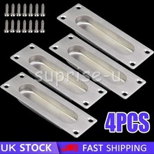4X Recessed Door Handle Flush Pocket Hidden Door Knobs Cabinet Pull & 16X Screws