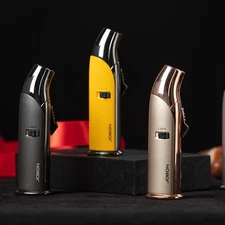 JOBON Metal Butane Gas Cigar Lighter Windproof Adjustable Blue Flame With Punch