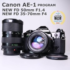 Canon AE-1 PROGRAM Camera Kit with 50mm F1.4 35 70mm Lenses Used From Japan