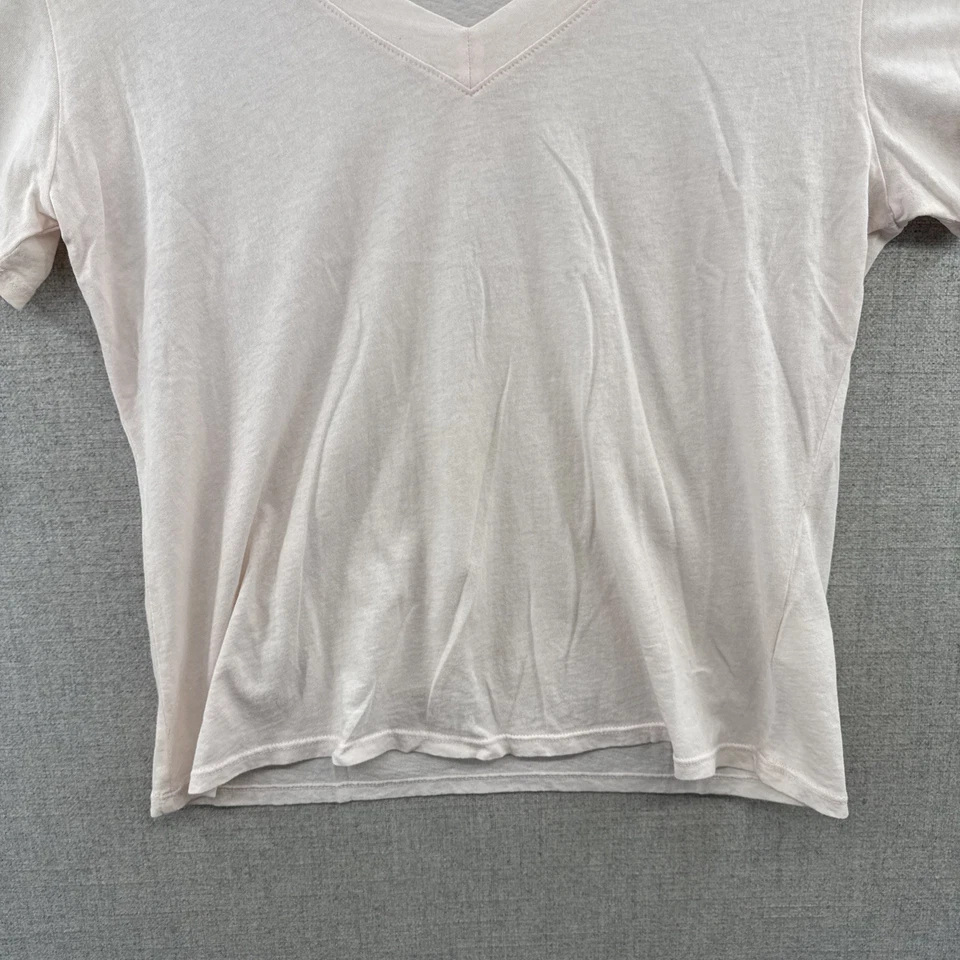 Perfect White Tee Womens Small Pink Basic V Neck Short Sleeve Quiet Luxury Shirt - Image 4 of 4