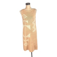 Lauren Ralph Lauren Tan Geometric Intarsia Knit Sleeveless Sheath Dress Small