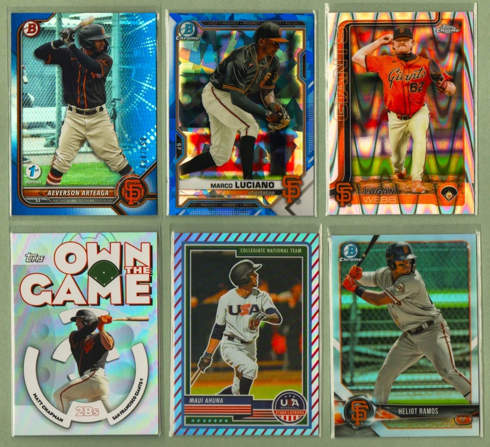 Лот из 40 карточек San Francisco Giants с автографом — радиоуправляемая вставка — параллельные — перспективы — база - Изображение 3 из 4