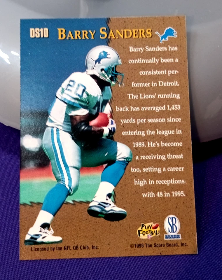 1996 PRO LINE STRETCH DRIVE GOLD SILVER FOIL SIGNATURE ERROR RARE BARRY SANDERS - Image 3 of 4