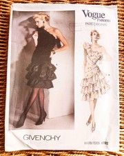 Vintage 80s Vogue Paris Original Sewing Pattern 1702 Givenchy Ra Ra Dress 12 B34