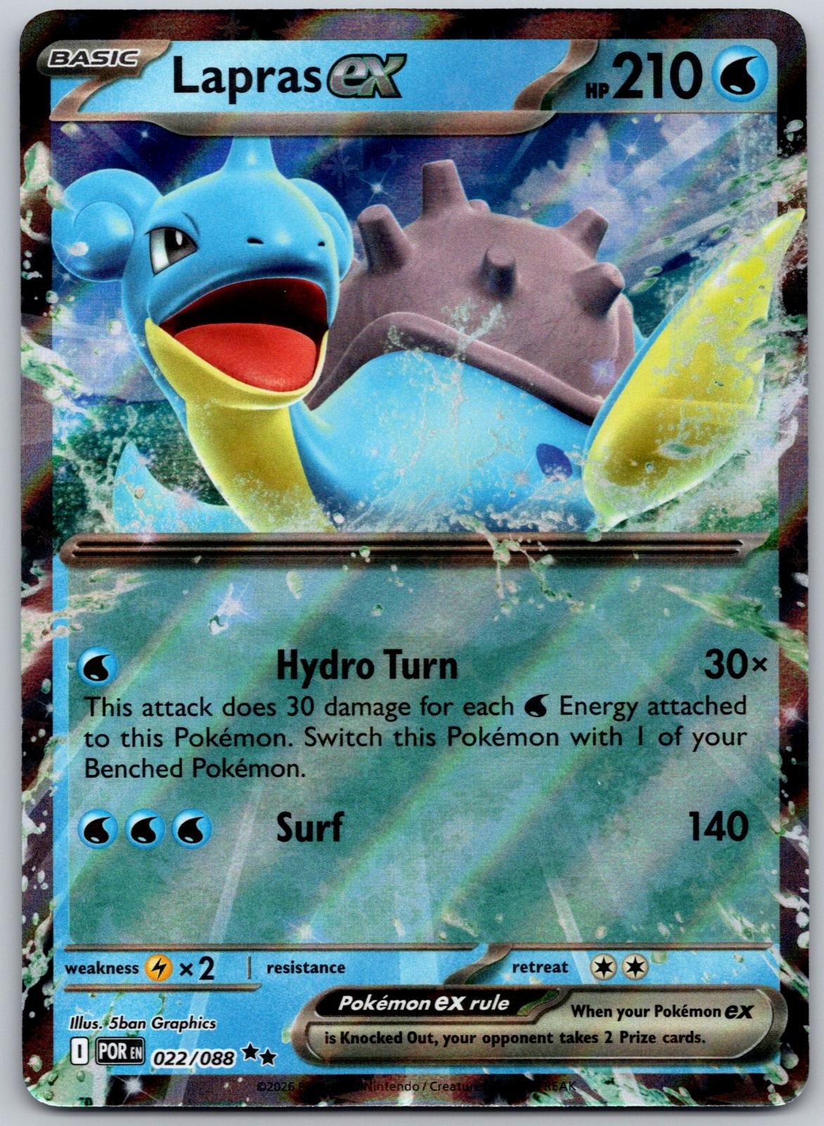 Lapras ex 022/088 Double Rare Perfect Order Pokemon Holo Near Mint