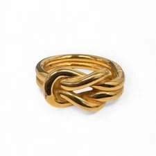 Hermes Atame Scarf Ring Gold Used Ladies Jewelry Accessories