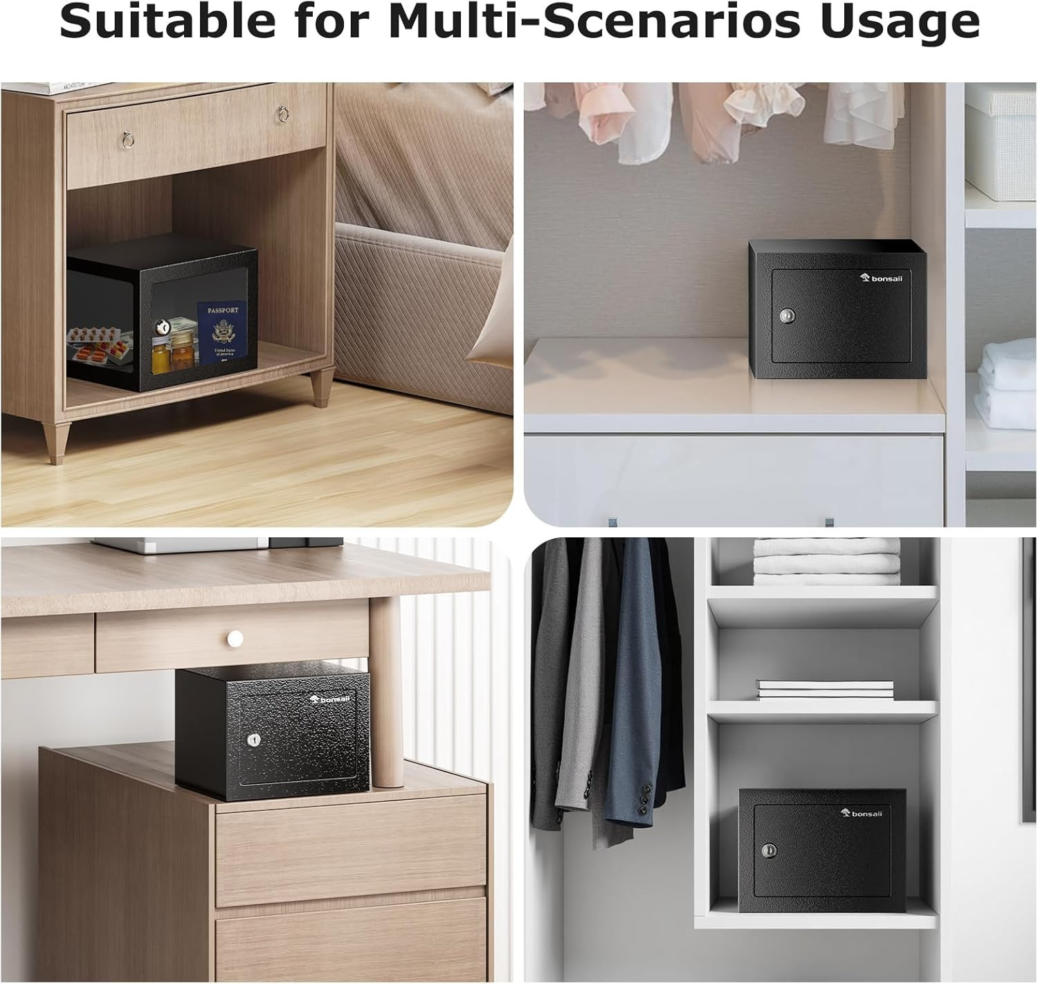 Safe Box with Key Lock, Steel Security Lock Box, 0.23 Cubic Feet, 9.06" W X 6.69