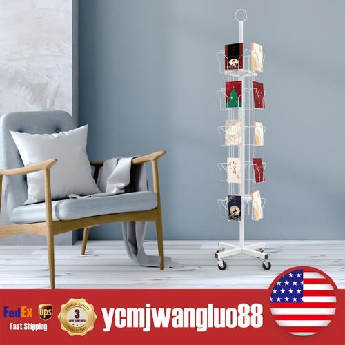 Greeting Card Rack Spins 20Pocket White Retail Display 8"x6'' Cards Sign Holder