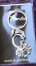 FRILL-NECKED LIZARD Riccardo PEWTER Keychain Key Ring ~ Vintage
