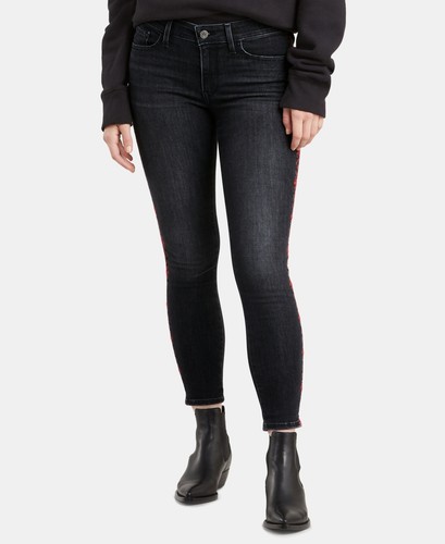 Levis Juniors 711 Embroidered Skinny Ankle Jeans Size-29 Color-Black