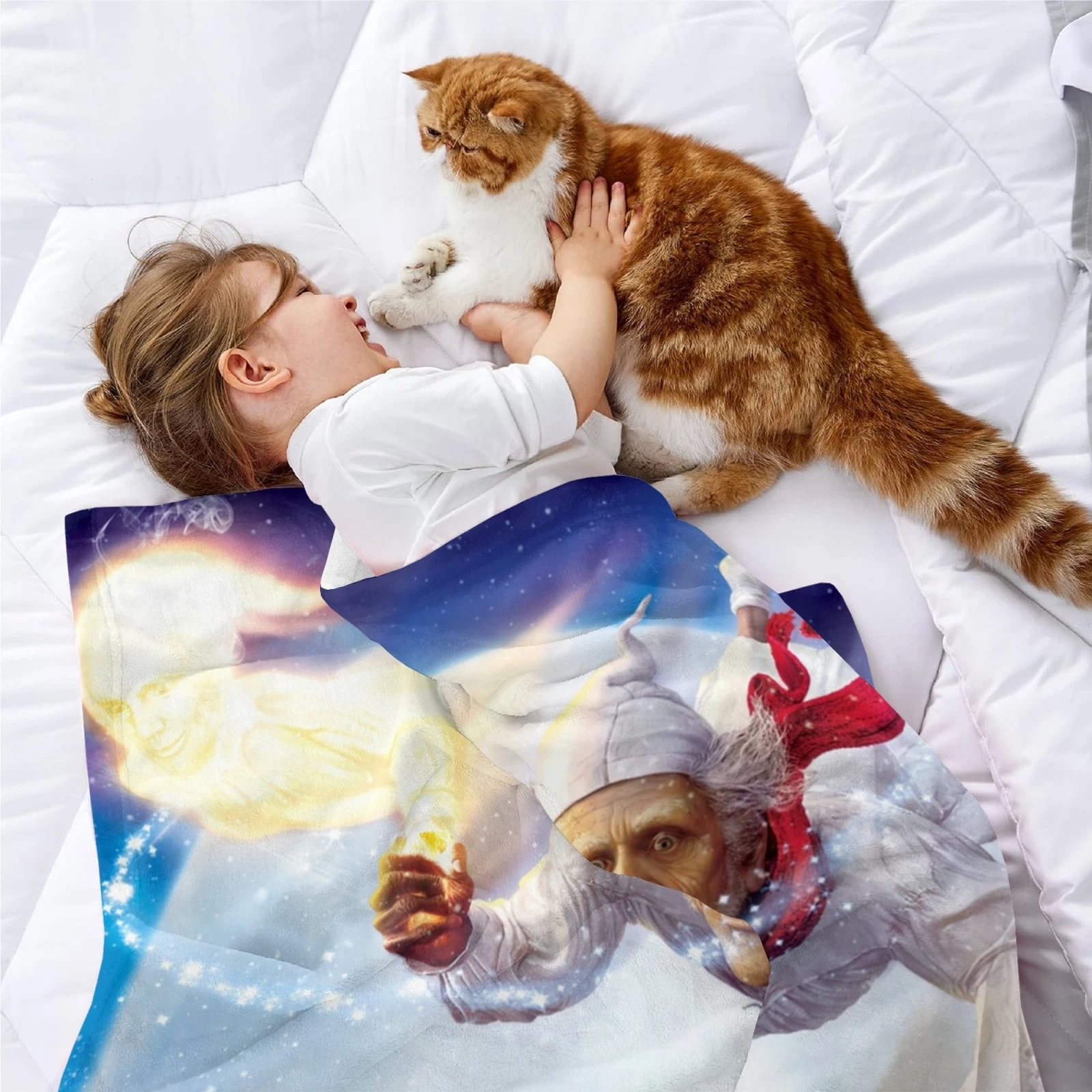 A Christmas Carol Fleece Blanket for Sofa Couch Bed Gift