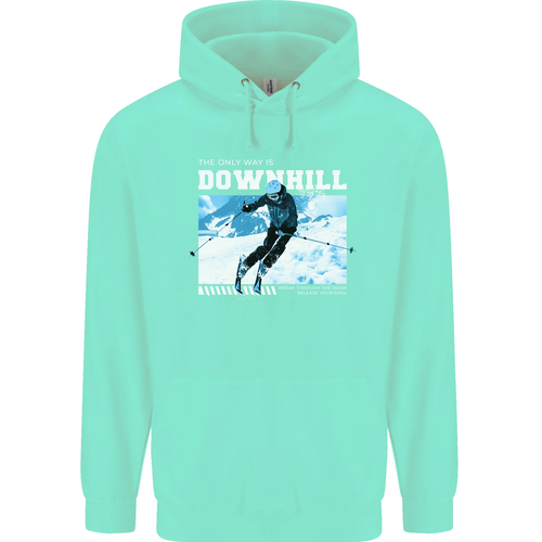 The Only Way is Downhill Skiing Ski Skier Childrens Kids Hoodie - Picture 27 of 84